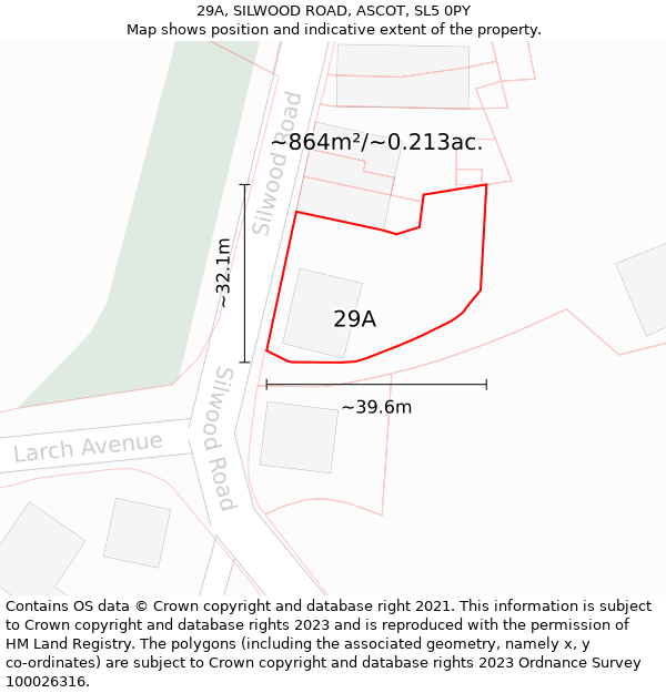 29A, SILWOOD ROAD, ASCOT, SL5 0PY: Plot and title map