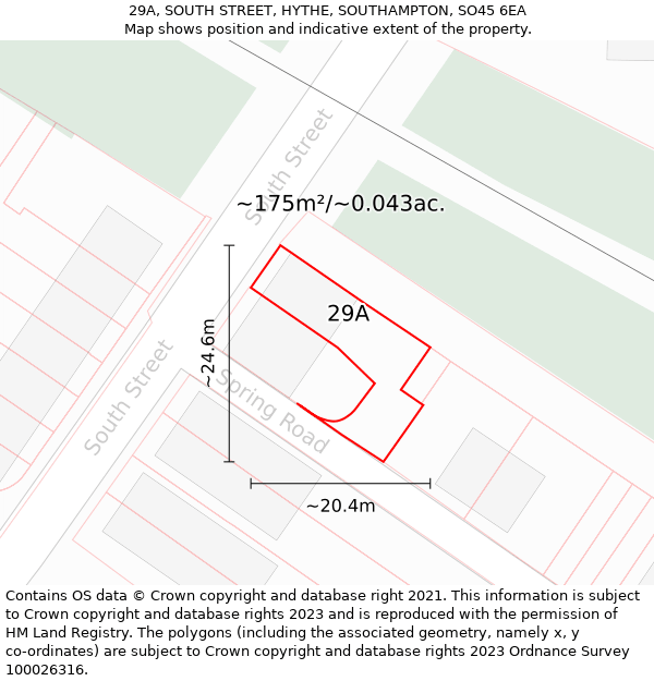 29A, SOUTH STREET, HYTHE, SOUTHAMPTON, SO45 6EA: Plot and title map