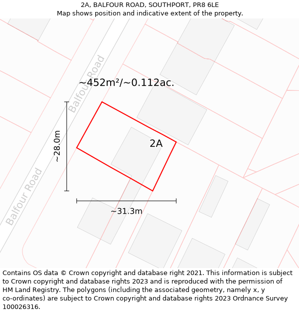 2A, BALFOUR ROAD, SOUTHPORT, PR8 6LE: Plot and title map