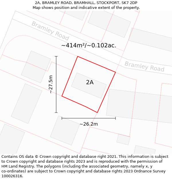 2A, BRAMLEY ROAD, BRAMHALL, STOCKPORT, SK7 2DP: Plot and title map