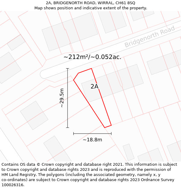 2A, BRIDGENORTH ROAD, WIRRAL, CH61 8SQ: Plot and title map