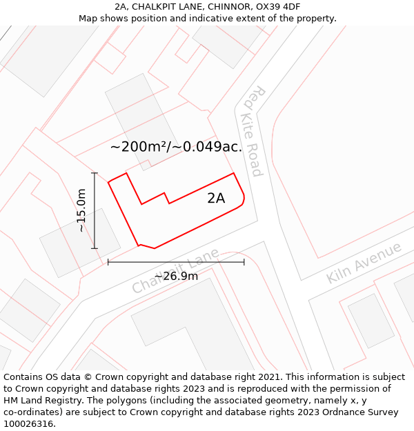 2A, CHALKPIT LANE, CHINNOR, OX39 4DF: Plot and title map