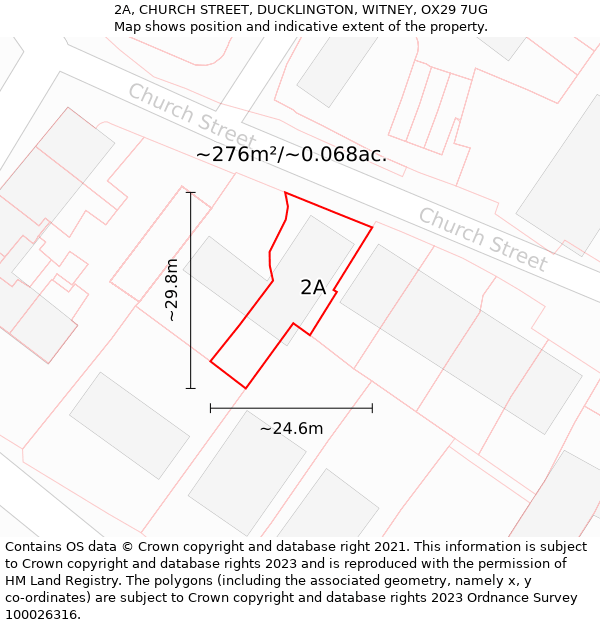 2A, CHURCH STREET, DUCKLINGTON, WITNEY, OX29 7UG: Plot and title map