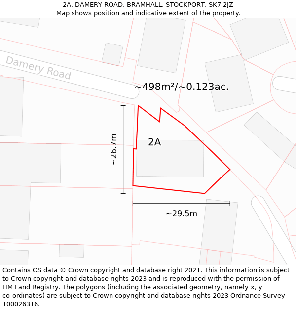 2A, DAMERY ROAD, BRAMHALL, STOCKPORT, SK7 2JZ: Plot and title map