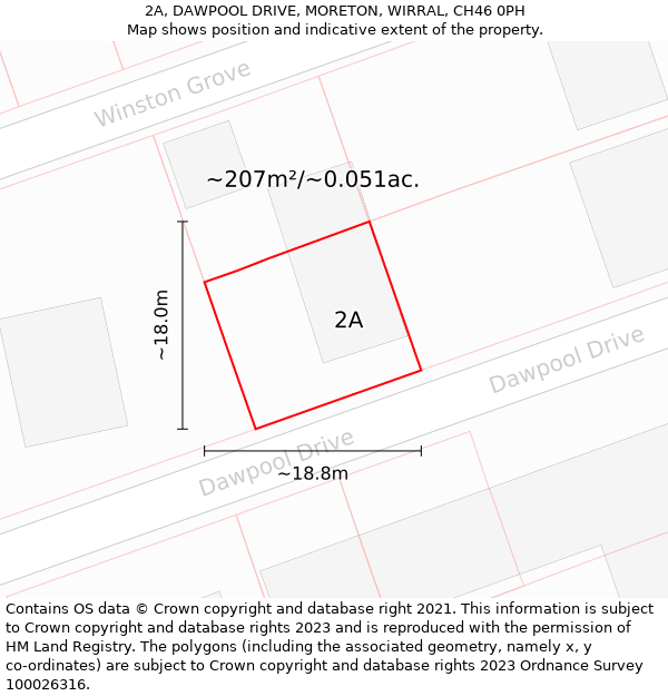 2A, DAWPOOL DRIVE, MORETON, WIRRAL, CH46 0PH: Plot and title map