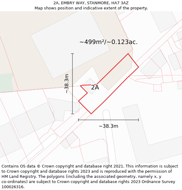 2A, EMBRY WAY, STANMORE, HA7 3AZ: Plot and title map