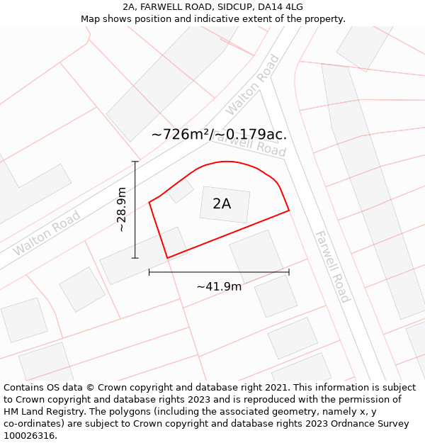 2A, FARWELL ROAD, SIDCUP, DA14 4LG: Plot and title map