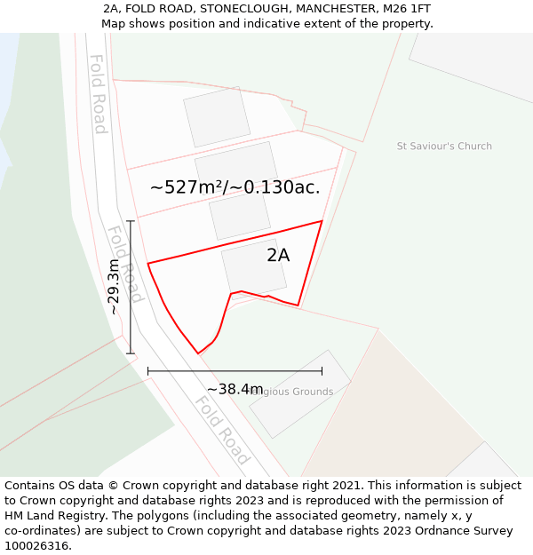 2A, FOLD ROAD, STONECLOUGH, MANCHESTER, M26 1FT: Plot and title map