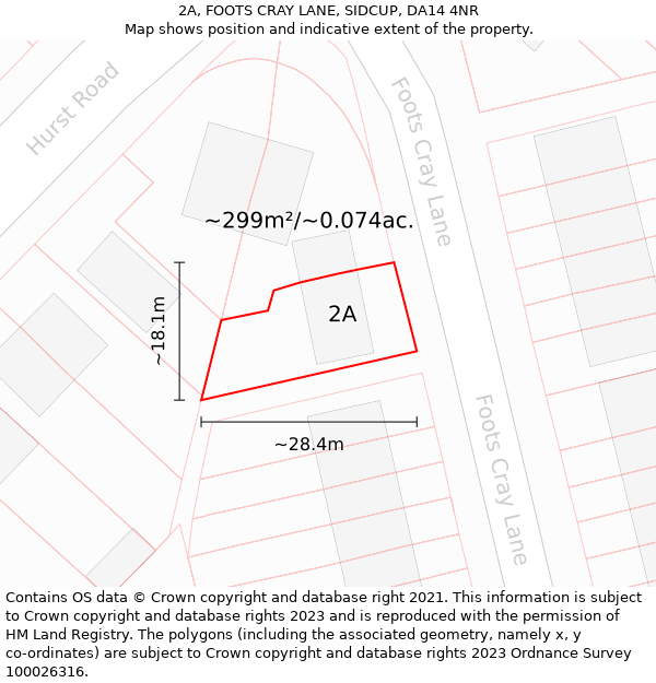 2A, FOOTS CRAY LANE, SIDCUP, DA14 4NR: Plot and title map