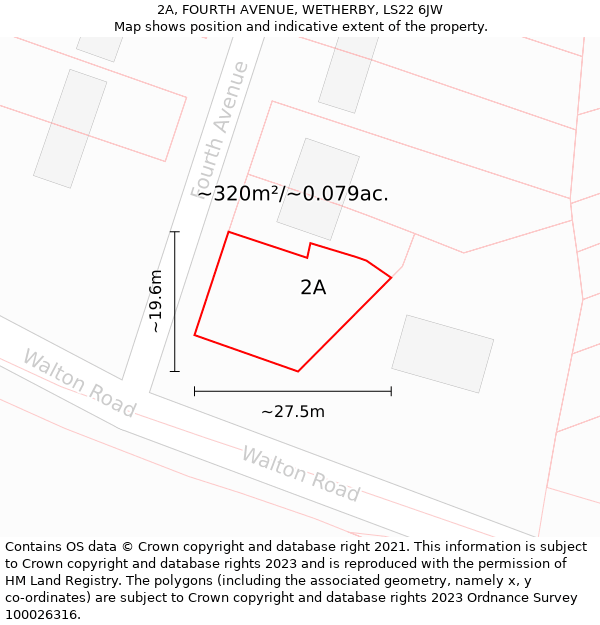 2A, FOURTH AVENUE, WETHERBY, LS22 6JW: Plot and title map