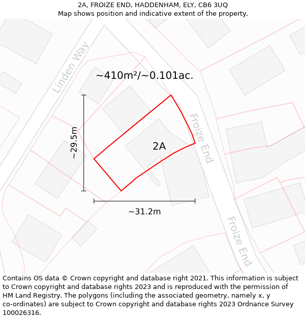 2A, FROIZE END, HADDENHAM, ELY, CB6 3UQ: Plot and title map