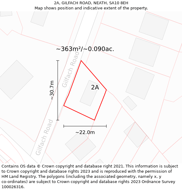 2A, GILFACH ROAD, NEATH, SA10 8EH: Plot and title map
