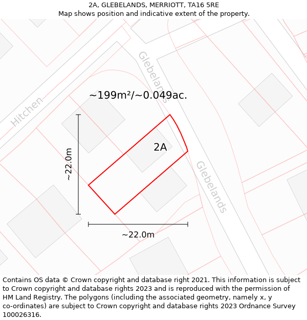 2A, GLEBELANDS, MERRIOTT, TA16 5RE: Plot and title map