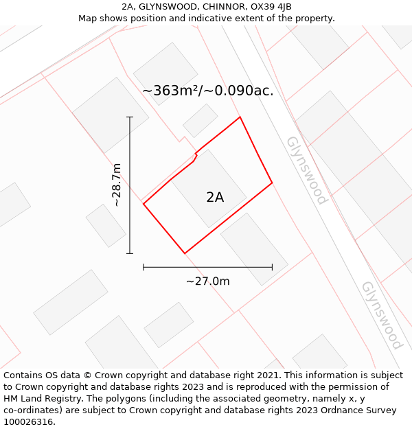 2A, GLYNSWOOD, CHINNOR, OX39 4JB: Plot and title map