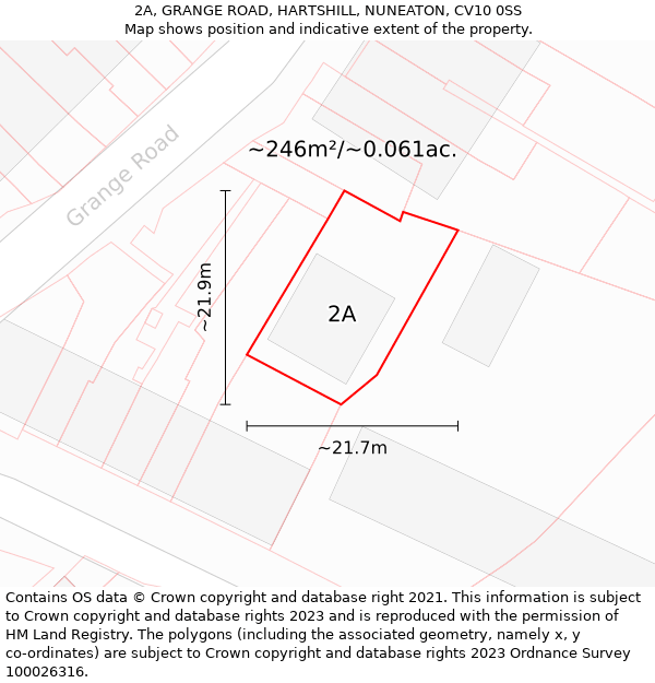 2A, GRANGE ROAD, HARTSHILL, NUNEATON, CV10 0SS: Plot and title map