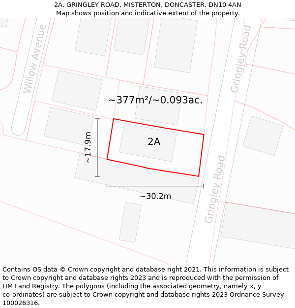 2A, GRINGLEY ROAD, MISTERTON, DONCASTER, DN10 4AN: Plot and title map