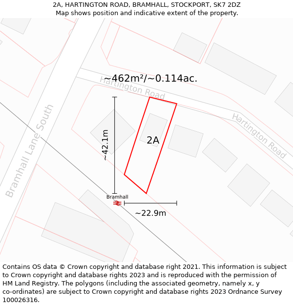 2A, HARTINGTON ROAD, BRAMHALL, STOCKPORT, SK7 2DZ: Plot and title map