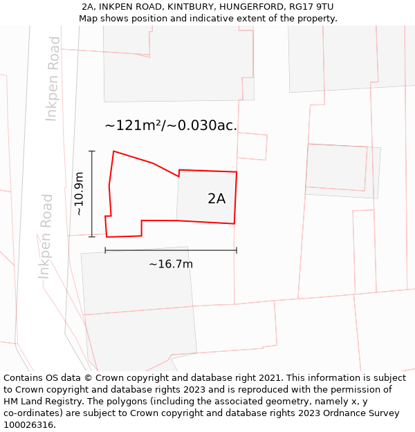 2A, INKPEN ROAD, KINTBURY, HUNGERFORD, RG17 9TU: Plot and title map