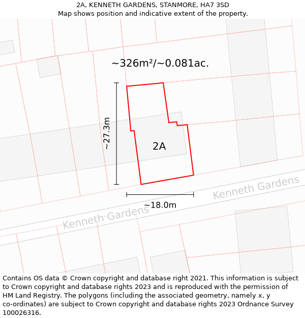 2A, KENNETH GARDENS, STANMORE, HA7 3SD: Plot and title map