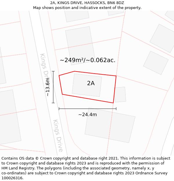 2A, KINGS DRIVE, HASSOCKS, BN6 8DZ: Plot and title map