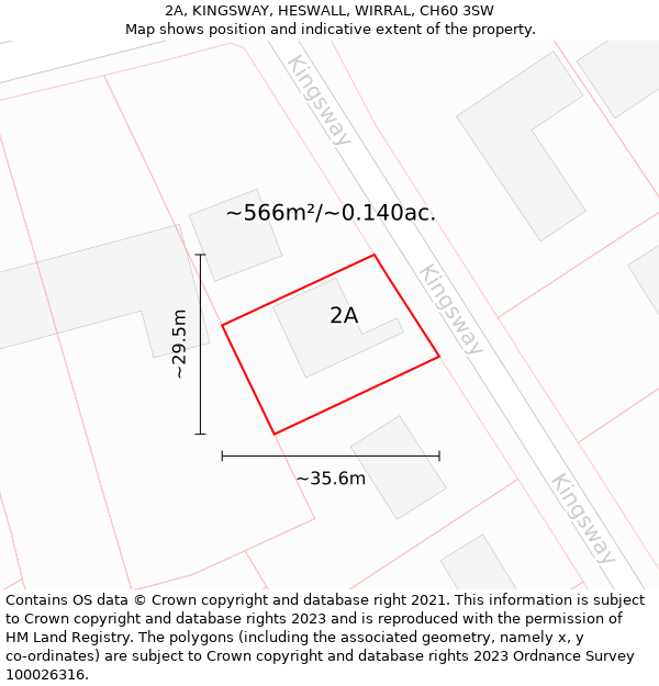 2A, KINGSWAY, HESWALL, WIRRAL, CH60 3SW: Plot and title map