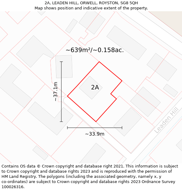 2A, LEADEN HILL, ORWELL, ROYSTON, SG8 5QH: Plot and title map