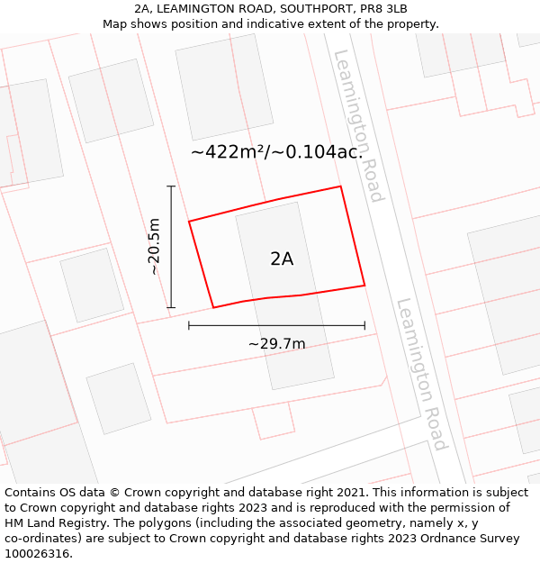 2A, LEAMINGTON ROAD, SOUTHPORT, PR8 3LB: Plot and title map