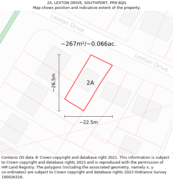 2A, LEXTON DRIVE, SOUTHPORT, PR9 8QG: Plot and title map