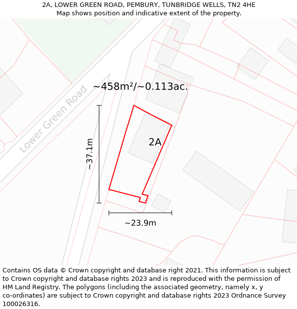 2A, LOWER GREEN ROAD, PEMBURY, TUNBRIDGE WELLS, TN2 4HE: Plot and title map