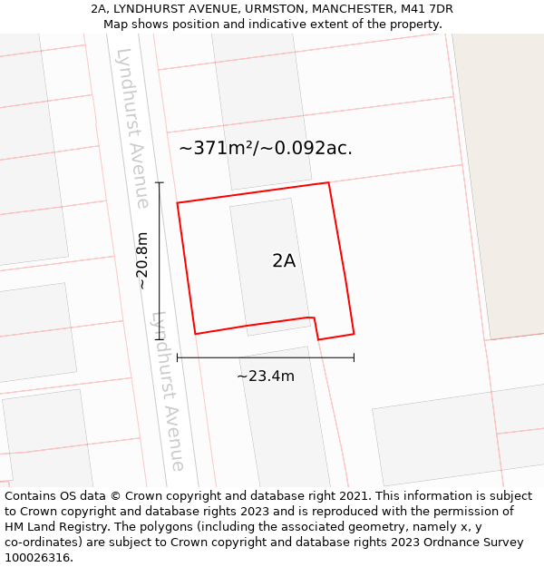 2A, LYNDHURST AVENUE, URMSTON, MANCHESTER, M41 7DR: Plot and title map