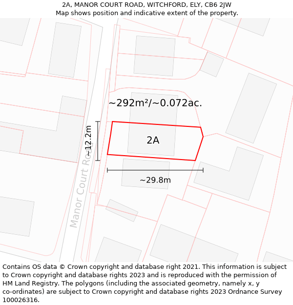 2A, MANOR COURT ROAD, WITCHFORD, ELY, CB6 2JW: Plot and title map