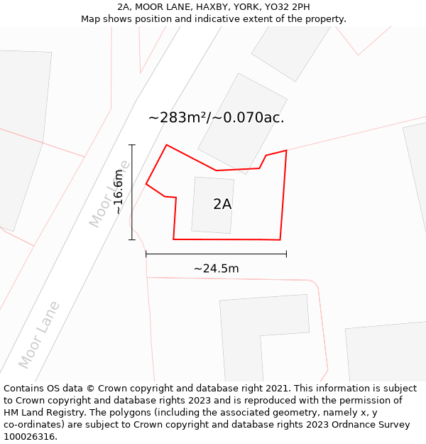 2A, MOOR LANE, HAXBY, YORK, YO32 2PH: Plot and title map