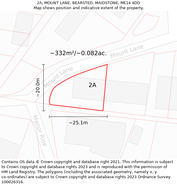 2A, MOUNT LANE, BEARSTED, MAIDSTONE, ME14 4DD: Plot and title map