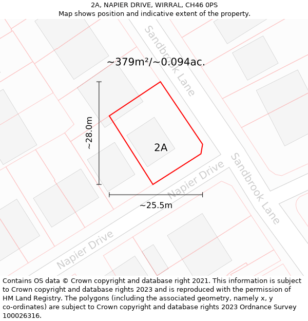 2A, NAPIER DRIVE, WIRRAL, CH46 0PS: Plot and title map