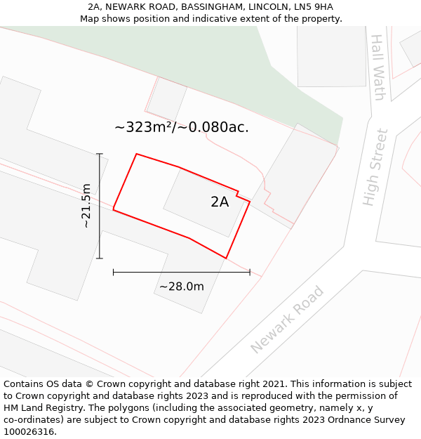 2A, NEWARK ROAD, BASSINGHAM, LINCOLN, LN5 9HA: Plot and title map