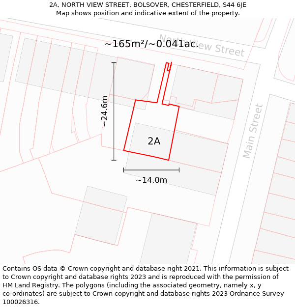 2A, NORTH VIEW STREET, BOLSOVER, CHESTERFIELD, S44 6JE: Plot and title map