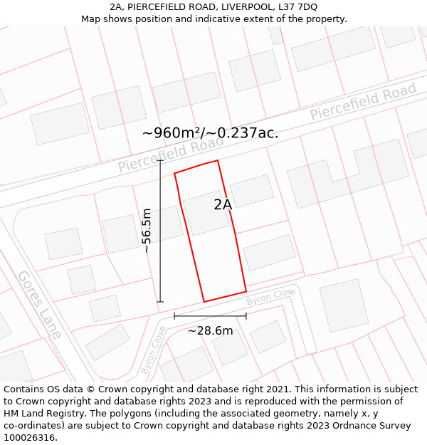 2A, PIERCEFIELD ROAD, LIVERPOOL, L37 7DQ: Plot and title map