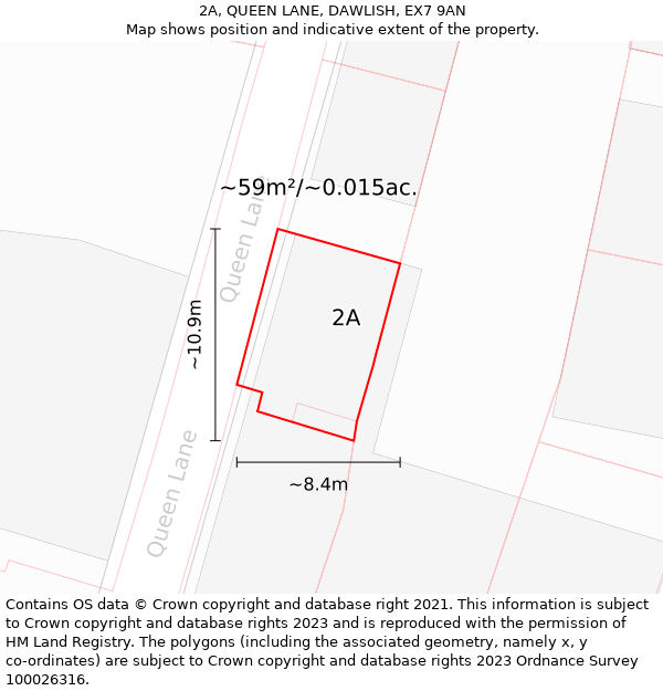 2A, QUEEN LANE, DAWLISH, EX7 9AN: Plot and title map