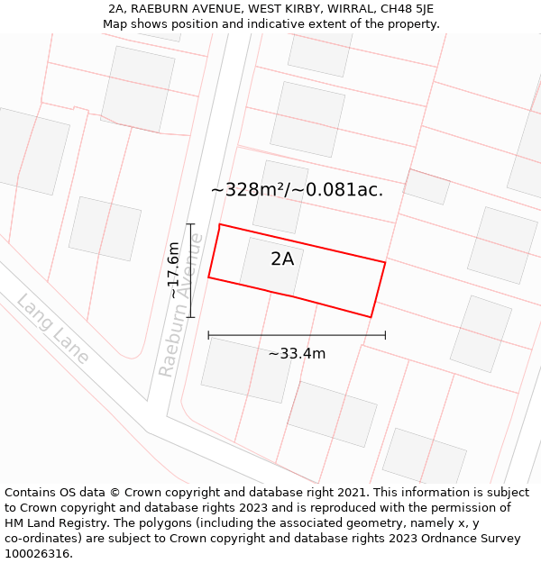 2A, RAEBURN AVENUE, WEST KIRBY, WIRRAL, CH48 5JE: Plot and title map