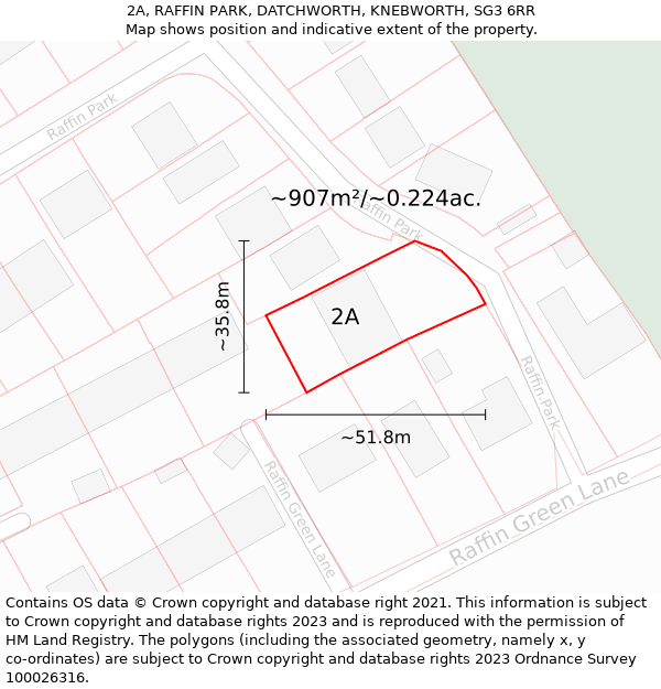 2A, RAFFIN PARK, DATCHWORTH, KNEBWORTH, SG3 6RR: Plot and title map