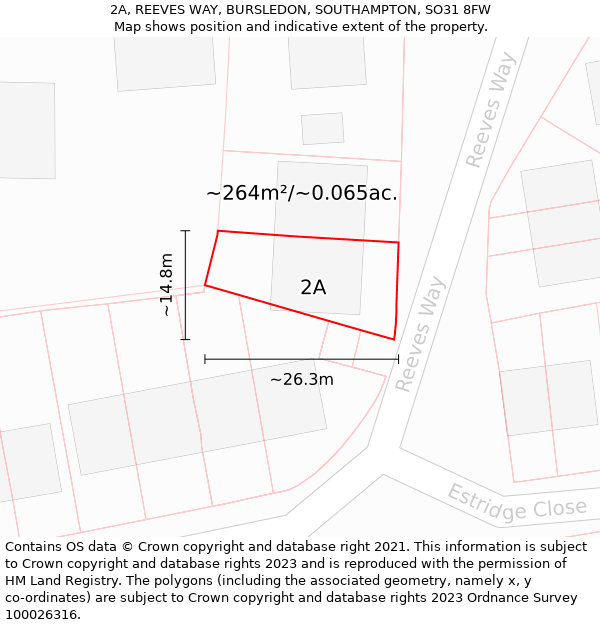 2A, REEVES WAY, BURSLEDON, SOUTHAMPTON, SO31 8FW: Plot and title map