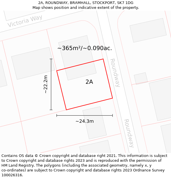 2A, ROUNDWAY, BRAMHALL, STOCKPORT, SK7 1DG: Plot and title map