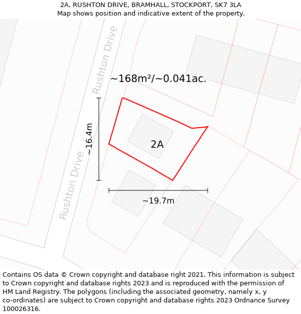 2A, RUSHTON DRIVE, BRAMHALL, STOCKPORT, SK7 3LA: Plot and title map