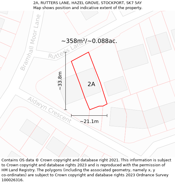 2A, RUTTERS LANE, HAZEL GROVE, STOCKPORT, SK7 5AY: Plot and title map