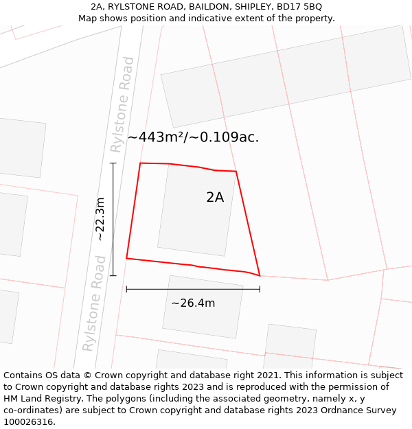 2A, RYLSTONE ROAD, BAILDON, SHIPLEY, BD17 5BQ: Plot and title map