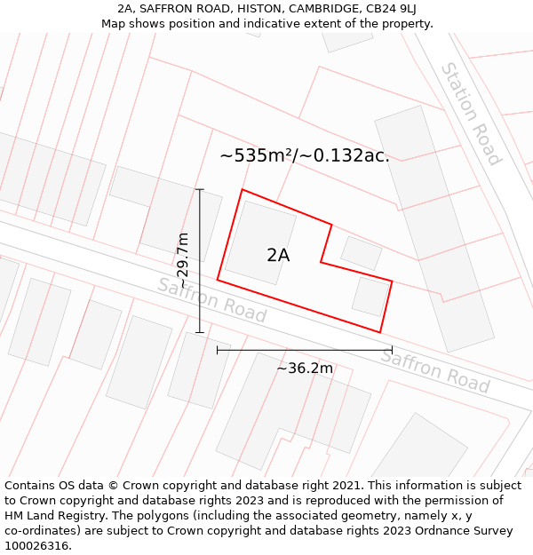 2A, SAFFRON ROAD, HISTON, CAMBRIDGE, CB24 9LJ: Plot and title map