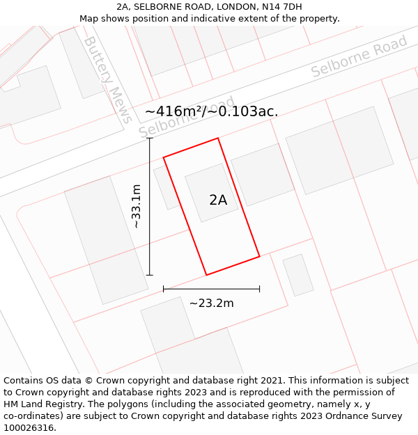 2A, SELBORNE ROAD, LONDON, N14 7DH: Plot and title map