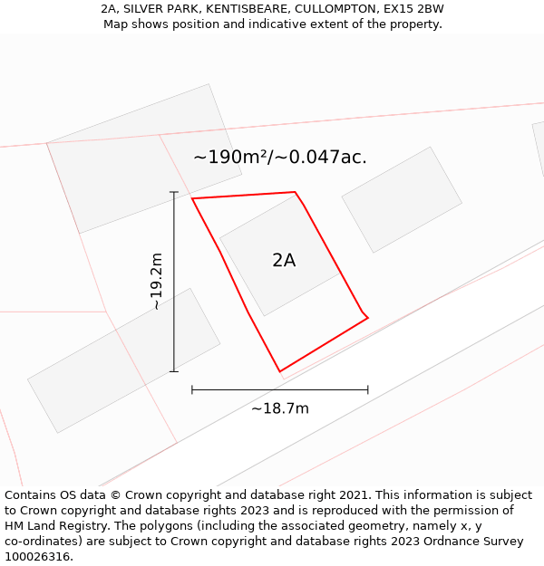 2A, SILVER PARK, KENTISBEARE, CULLOMPTON, EX15 2BW: Plot and title map