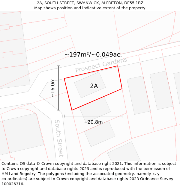 2A, SOUTH STREET, SWANWICK, ALFRETON, DE55 1BZ: Plot and title map