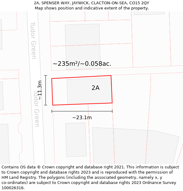 2A, SPENSER WAY, JAYWICK, CLACTON-ON-SEA, CO15 2QY: Plot and title map